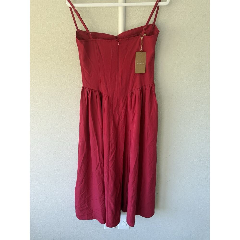 NWT RIHOAS Red Square Neck Midi Dress Strappy Sleeveless Pocket Elegant - Picture 8 of 10
